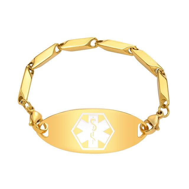 Personalised Gold Chain Medical Alert Bracelet-Medical ID Bracelet-Auswara