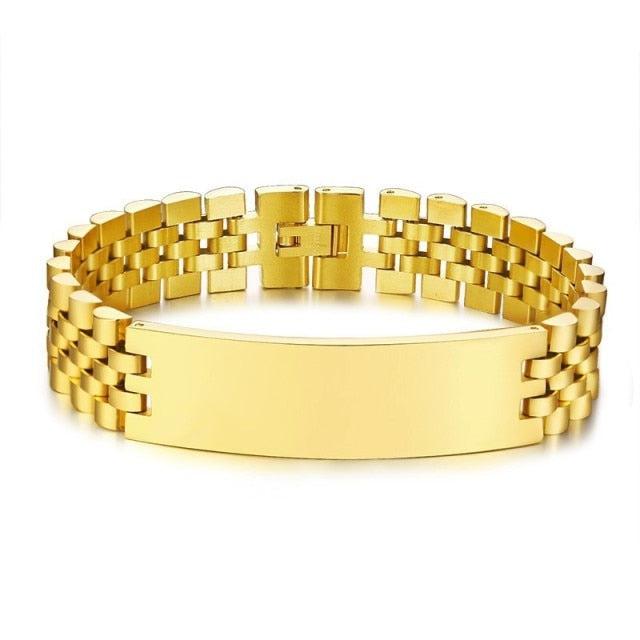 Personalised Gold Colour Link Bracelet (OLD TEMPLATE)-Personalised Bracelet-Auswara