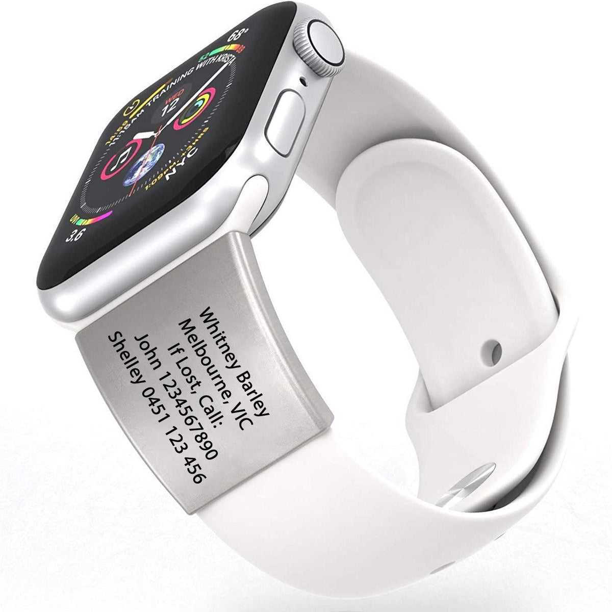 Personalised ID Tag for Watch Band & Fitness Trackers-Medical ID Bracelet-Auswara