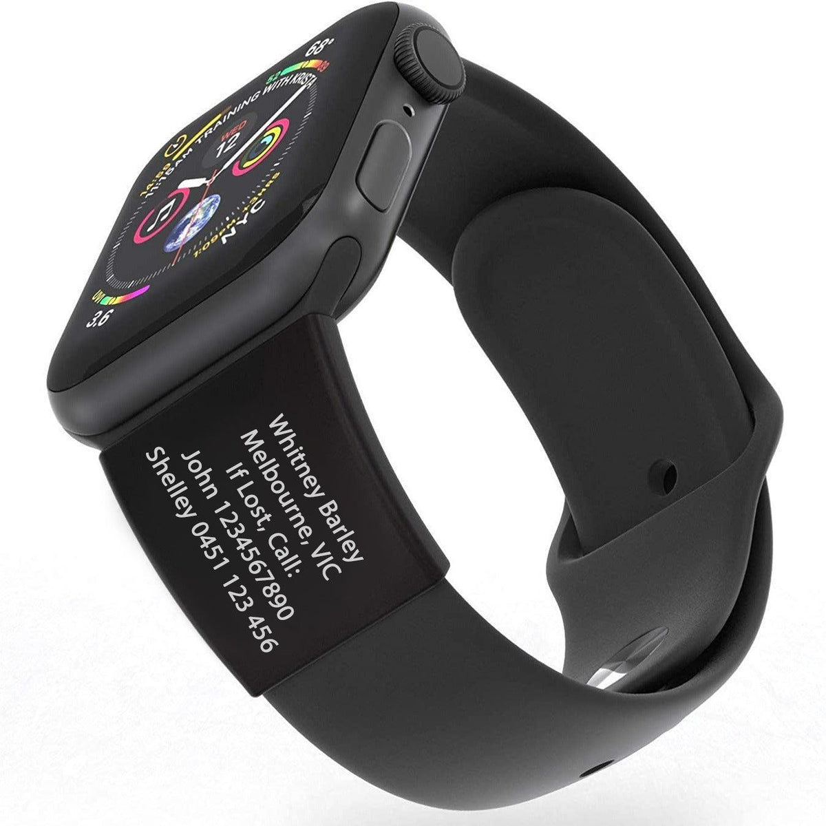 Personalised ID Tag for Watch Band & Fitness Trackers-Medical ID Bracelet-Auswara