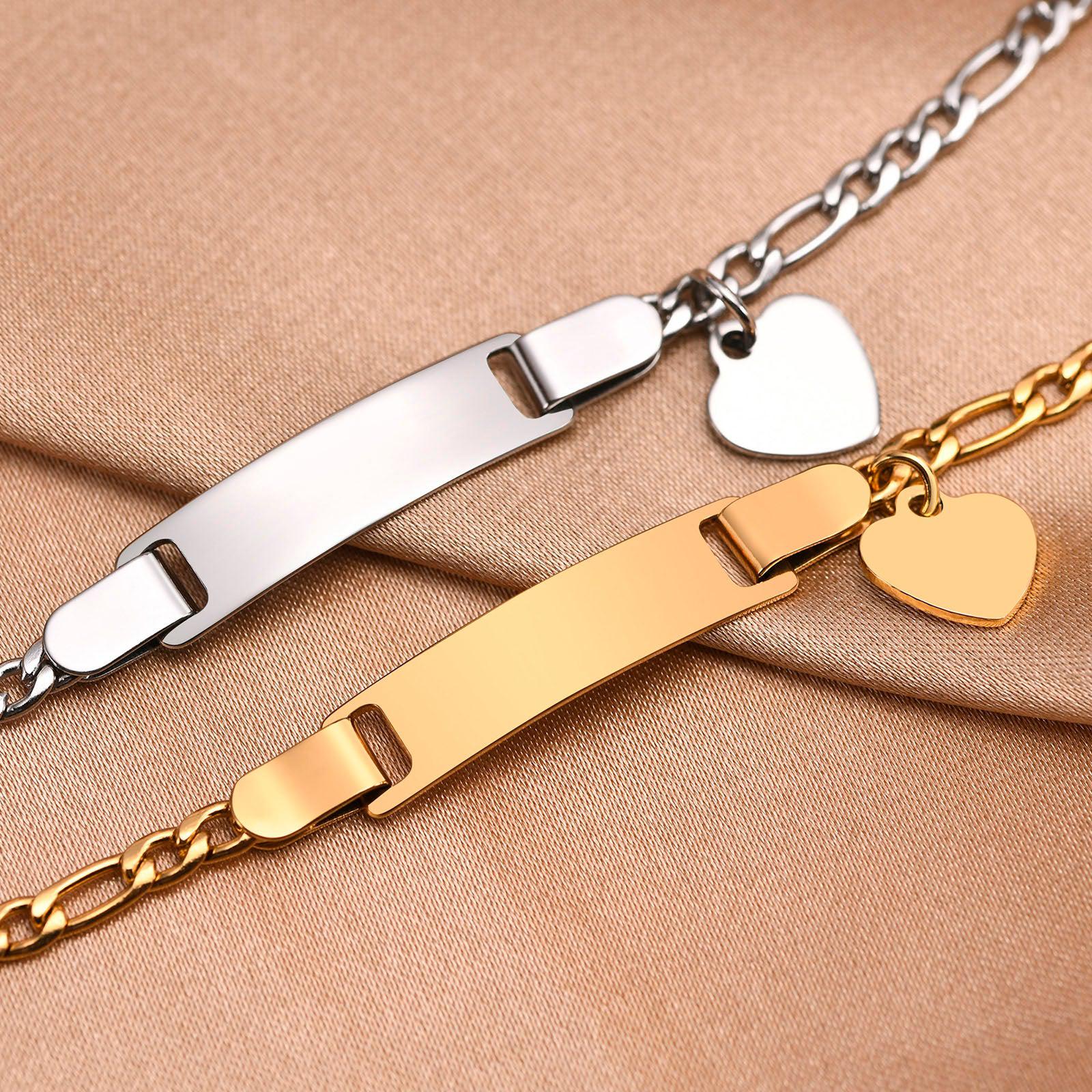 Personalised Kids ID Bracelet with Heart Charm