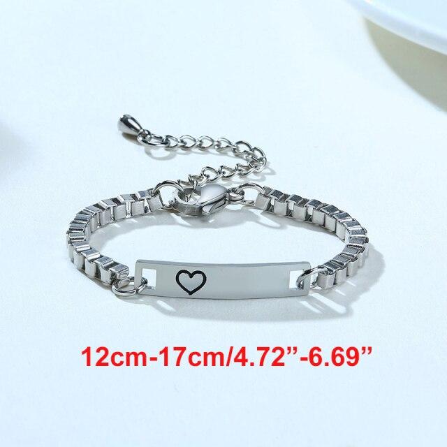 Personalised Kids and Tweens ID Bracelet with Heart - Silver