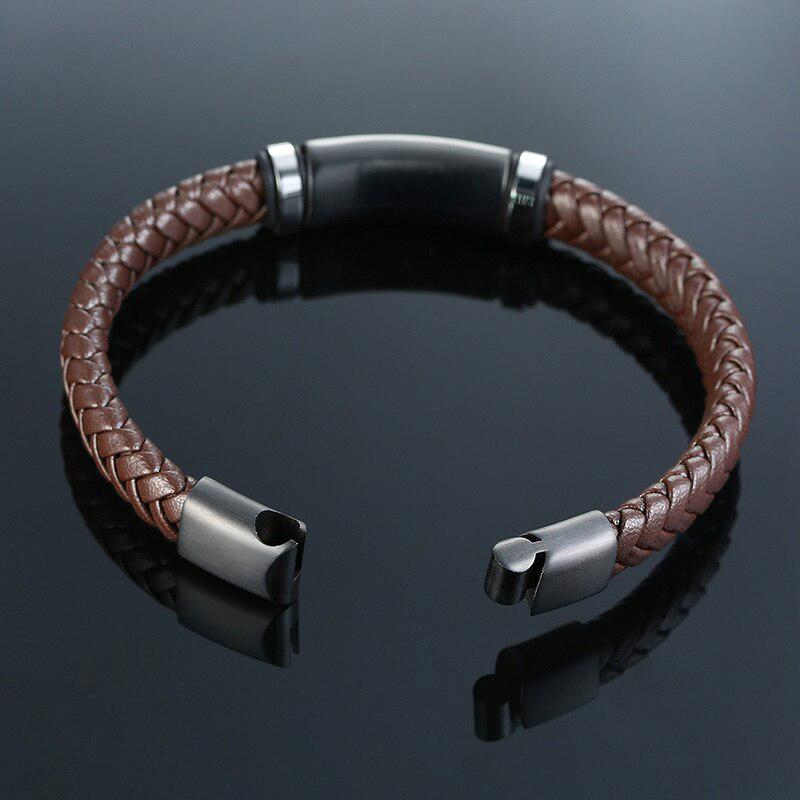 Personalised Leather Bracelet with Black Bar (OLD TEMPLATE)-Personalised Bracelet-Auswara