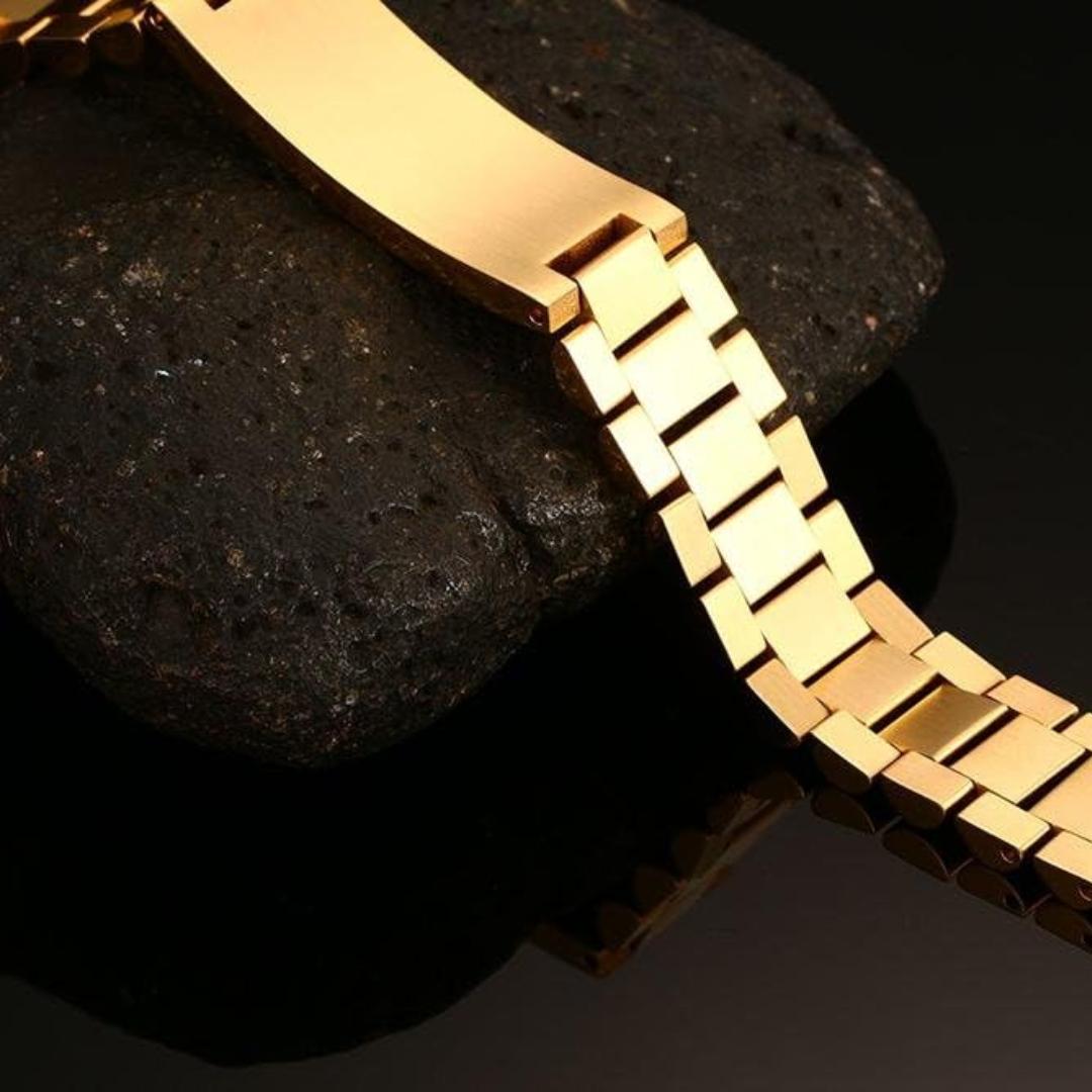 Personalised Lumira Steel Bracelet in Gold Colour-Personalised Bracelet-Auswara