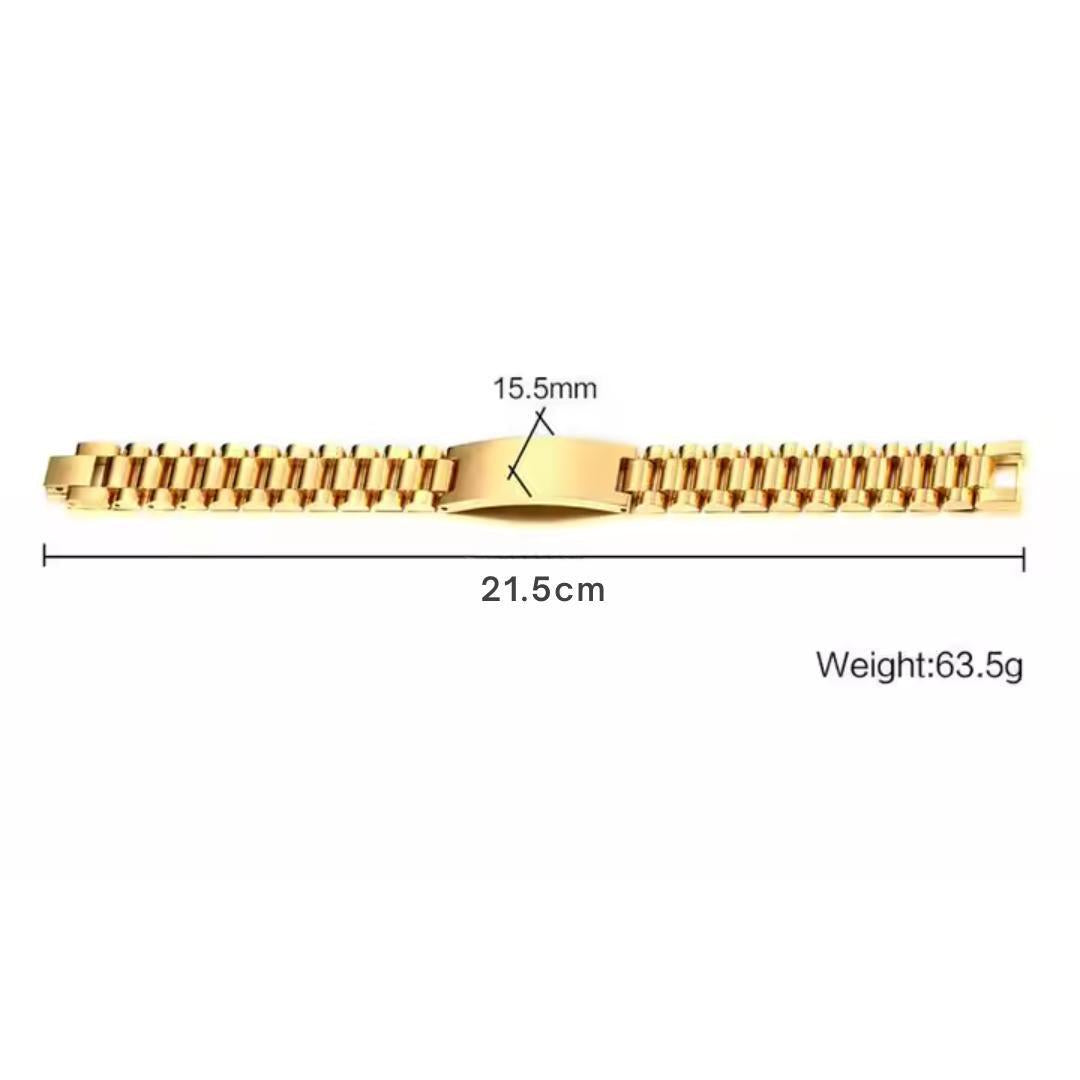 Personalised Lumira Steel Bracelet in Gold Colour-Personalised Bracelet-Auswara