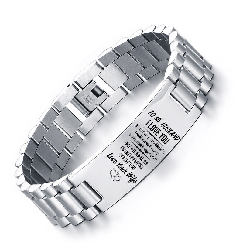 Eternal Elegance Personalised Men's Stainless Steel Bracelet (OLD TEMPLATE)-Personalised Bracelet-Auswara