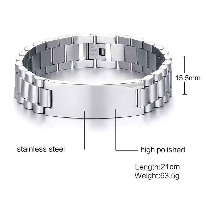 Eternal Elegance Personalised Men's Stainless Steel Bracelet (OLD TEMPLATE)-Personalised Bracelet-Auswara