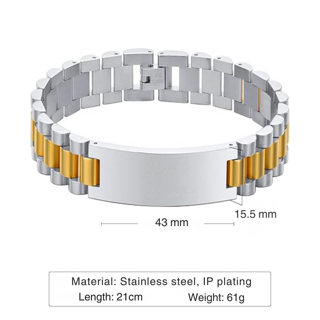 Personalised Lumira Steel Bracelet in Silver & Gold Colour-Personalised Bracelet-Auswara