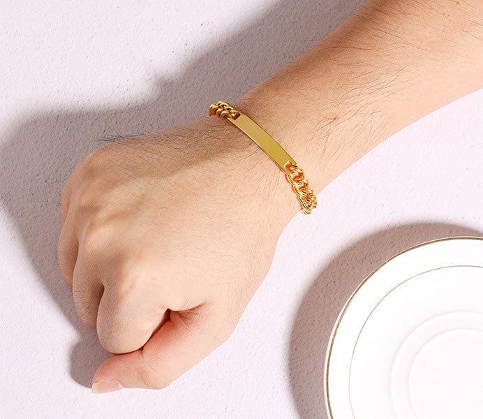 Personalised Matching Gold Colour Couples Bracelet with Link Chain (Copy)-Couple Bracelet-Auswara