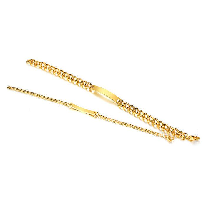 Personalised Matching Gold Colour Couples Bracelet with Link Chain (Copy)-Couple Bracelet-Auswara