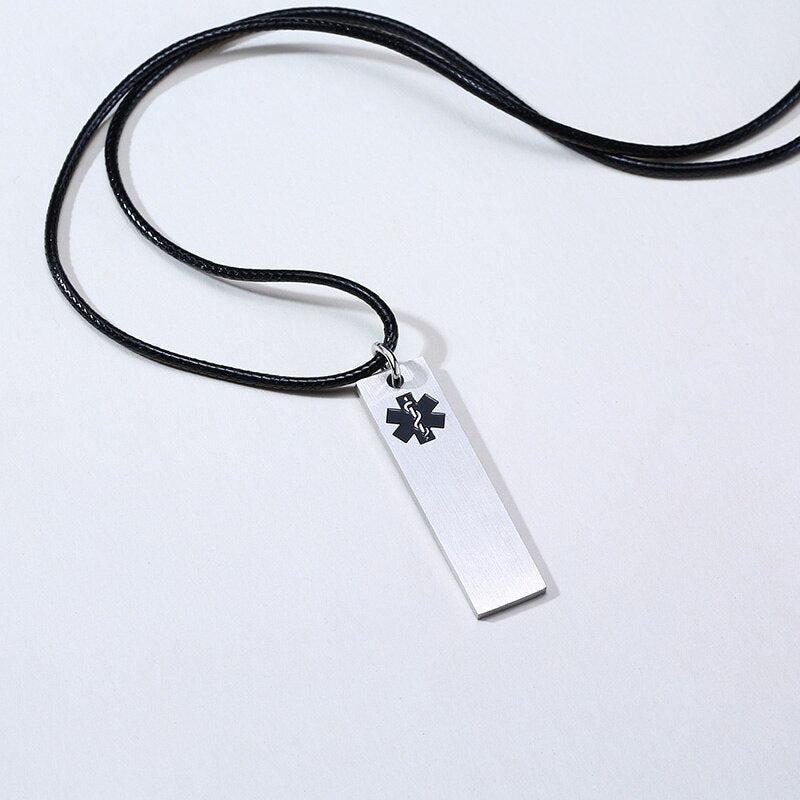 Personalised Medical Alert Bar ID Necklace-Medical Necklace-Auswara