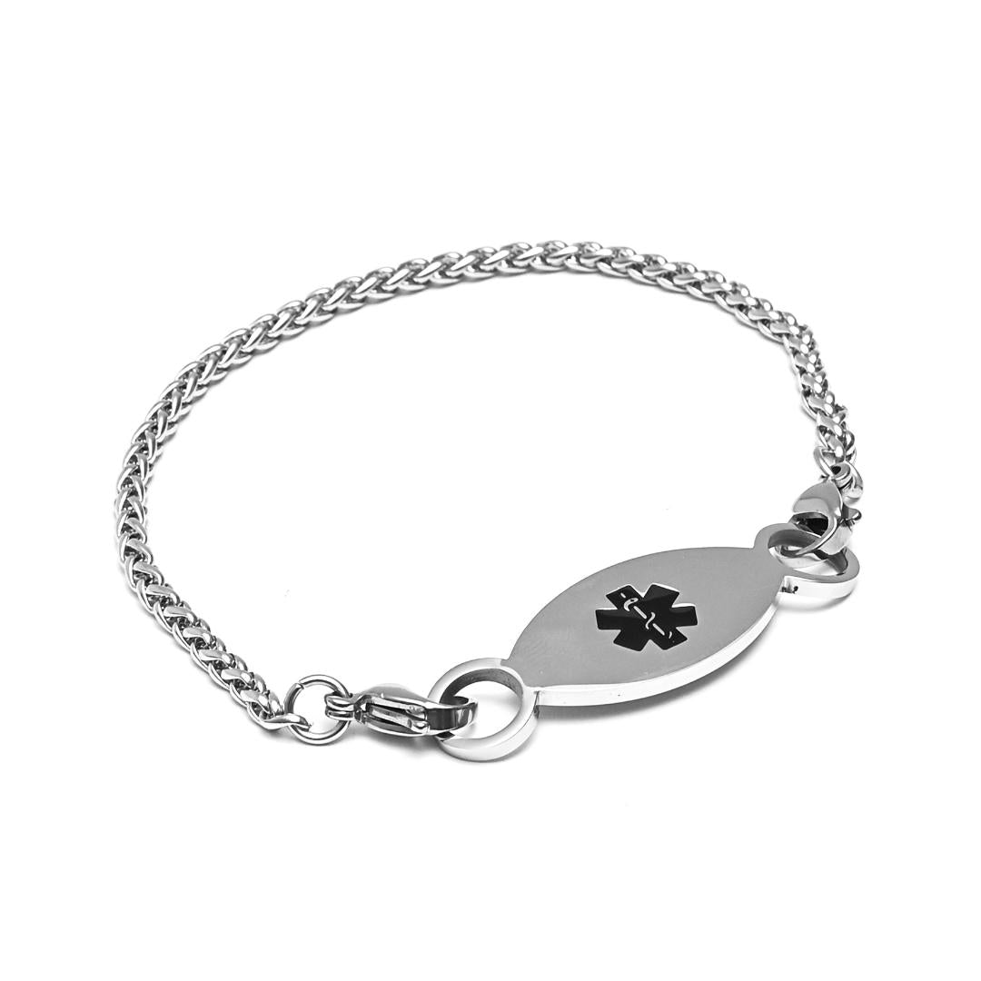 Personalised Medical Alert Bracelet with Black Logo-Medical ID Bracelet-Auswara