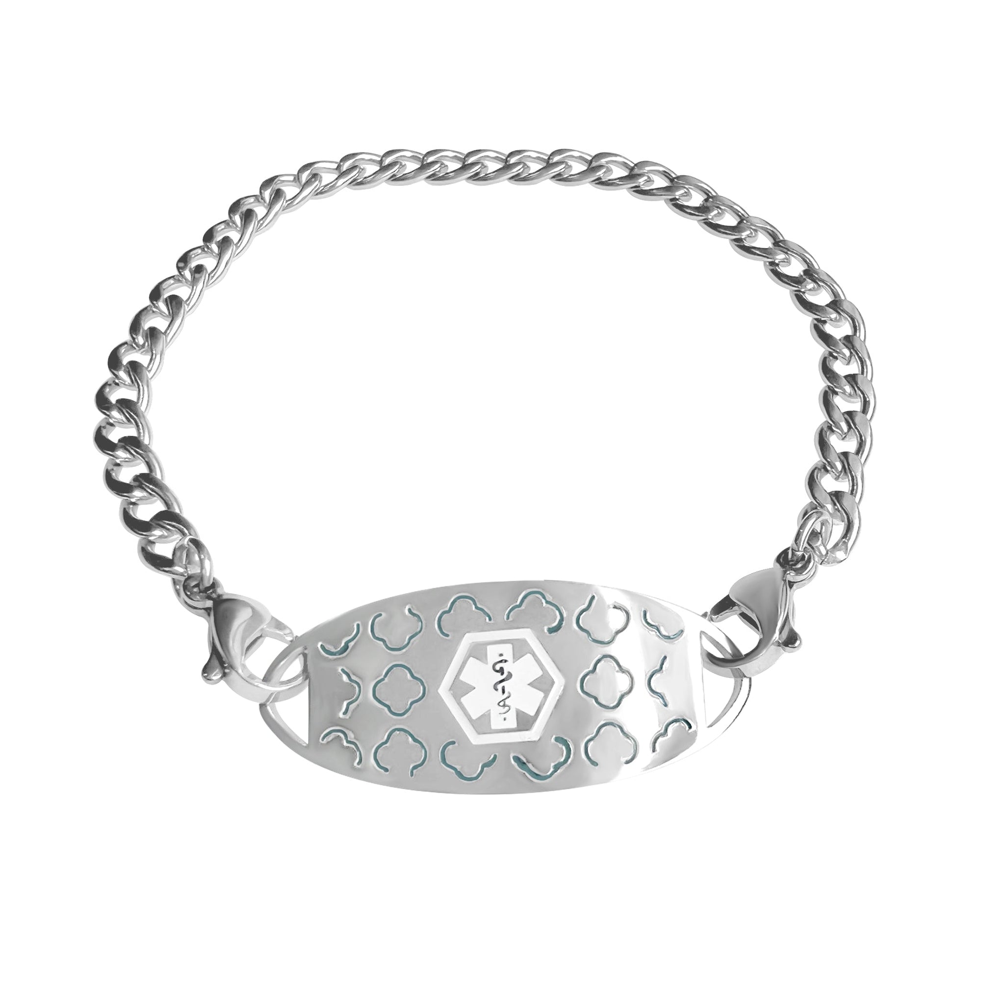 Personalised Medical Alert Bracelet with White Logo-Medical ID Bracelet-Auswara