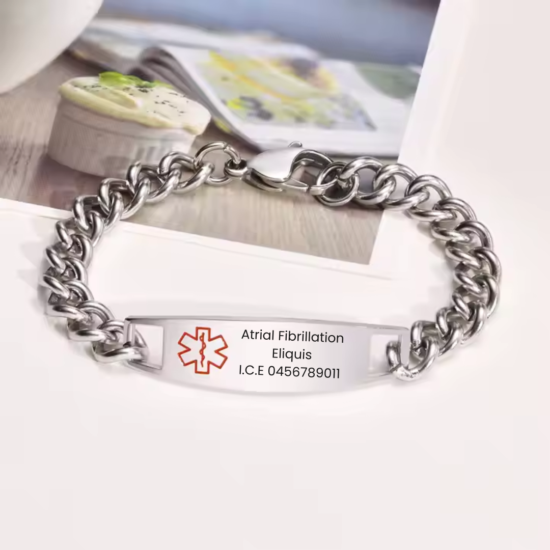 Personalised Medical Alert Chain Bracelet
