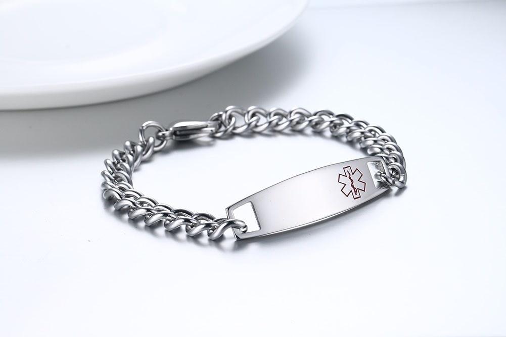 Personalised Medical Alert Chain Bracelet-Medical ID Bracelet-Auswara