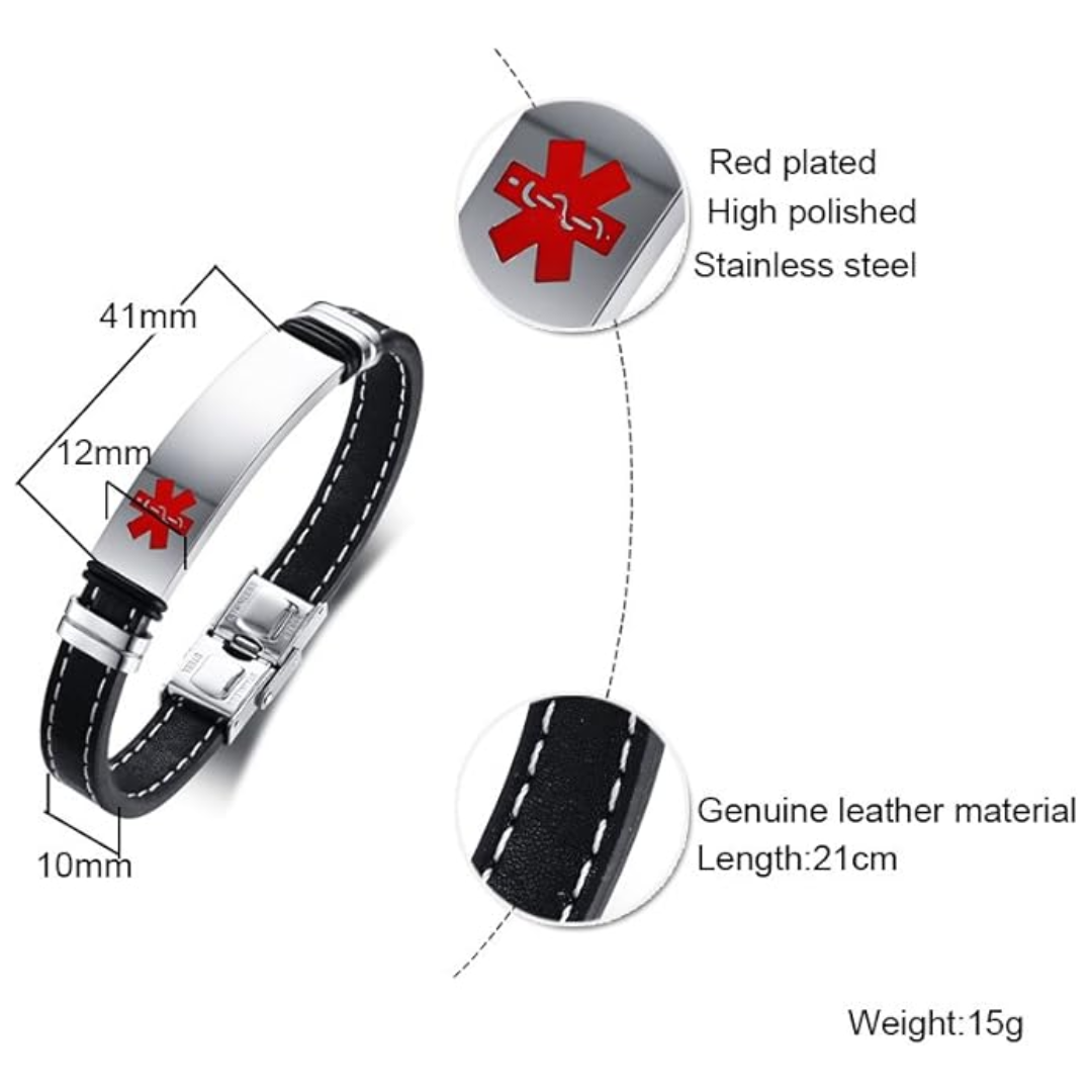 Personalised Medical Alert ID Bracelet-Medical ID Bracelet-Auswara