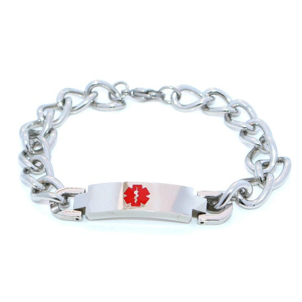 Personalised Medical Alert ID Chain Bracelet-Medical ID Bracelet-Auswara