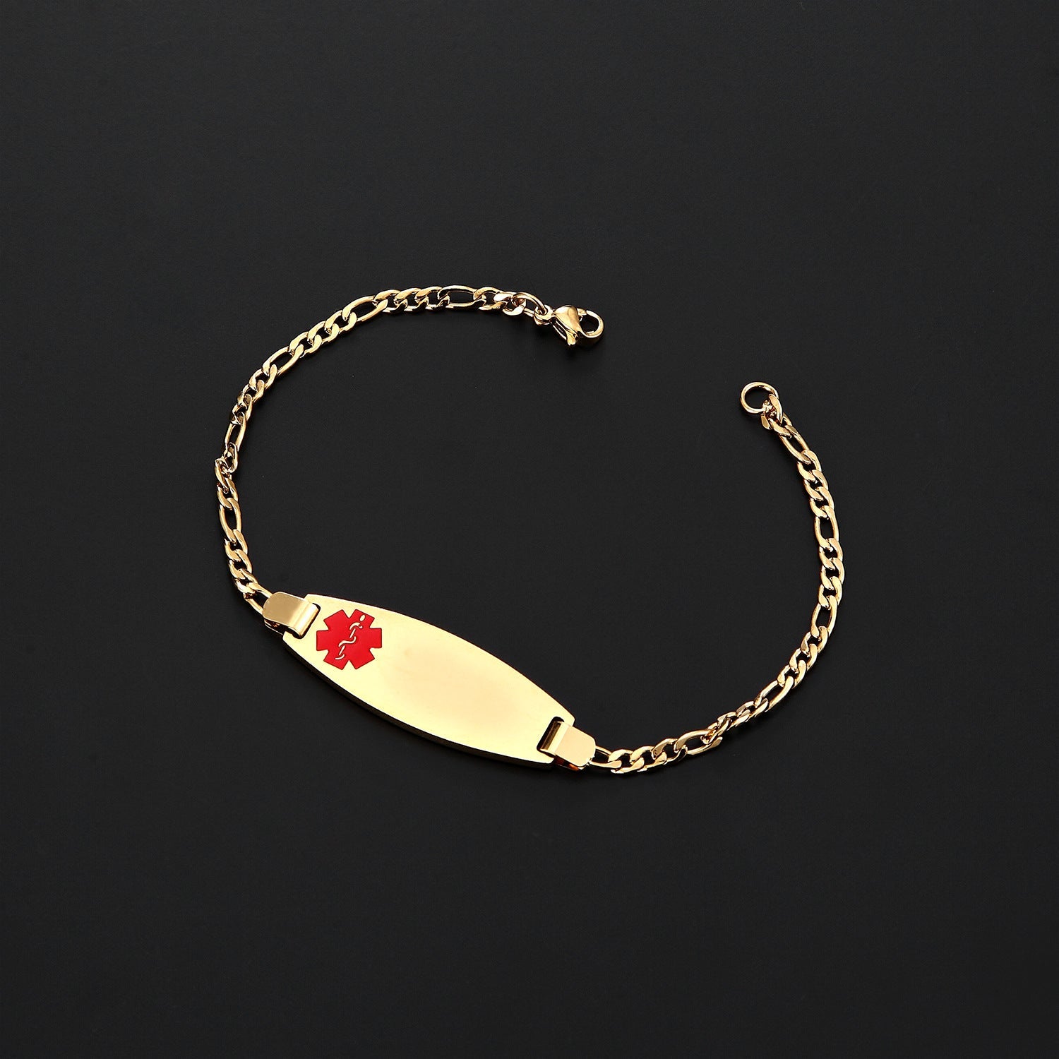 Personalised Medical ID Chain Bracelet in Gold Colour-Medical ID Bracelet-Auswara