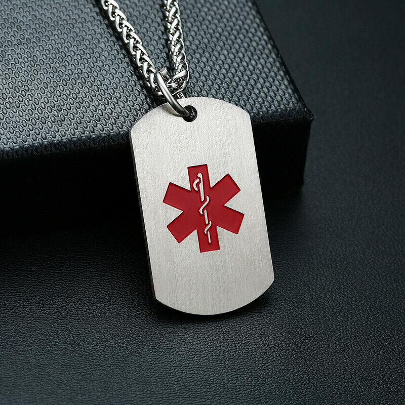 Personalised Medical Silver Colour ID Tag Necklace-Medical Necklace-Auswara