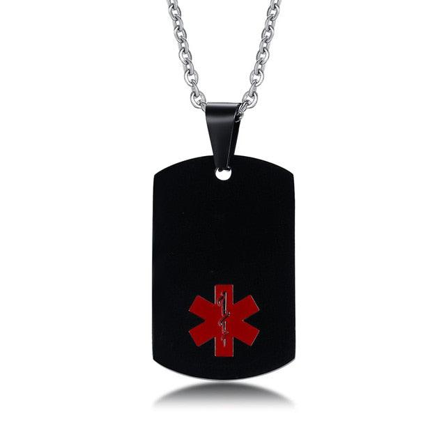 Personalised Medical Steel ID Dog Tag – Black Colour-Medical Necklace-Auswara