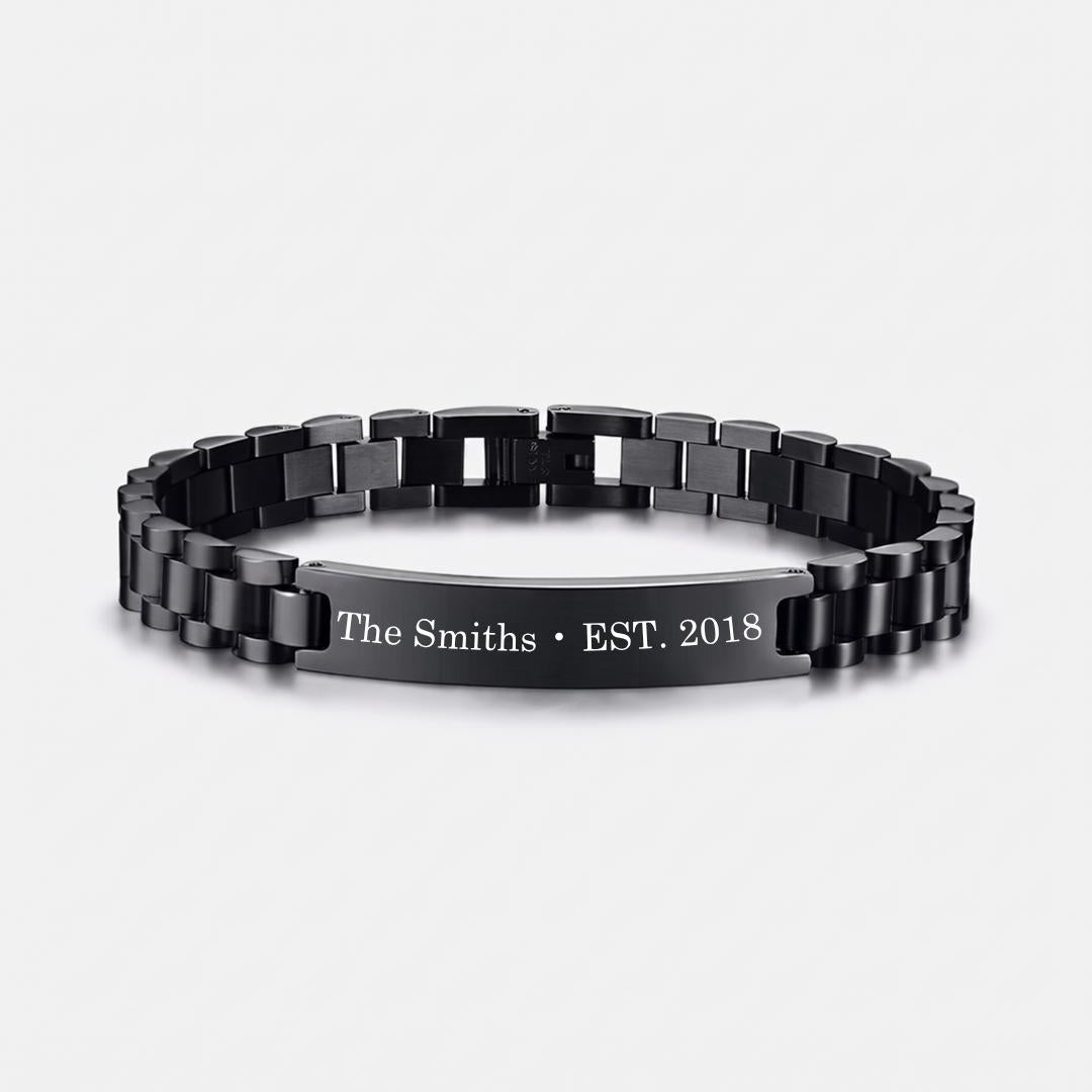 Personalised Mini Lumira Steel Bracelet in Black Colour-Personalised Bracelet-Auswara