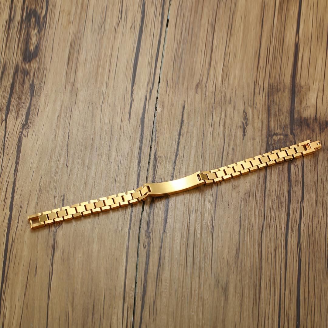 Personalised Mini Lumira Steel Bracelet in Gold Colour-Personalised Bracelet-Auswara