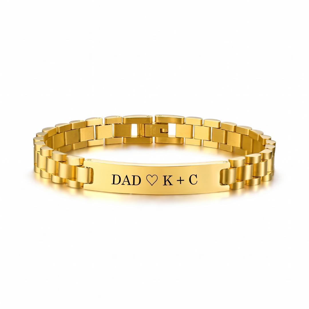 Personalised Mini Lumira Steel Bracelet in Gold Colour-Personalised Bracelet-Auswara