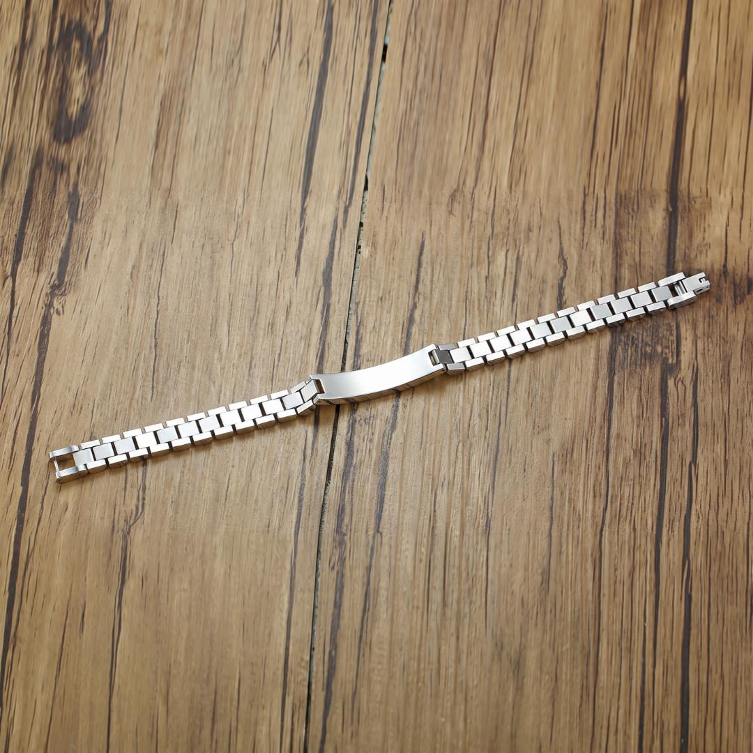 Personalised Mini Lumira Steel Bracelet in Silver Colour-Personalised Bracelet-Auswara