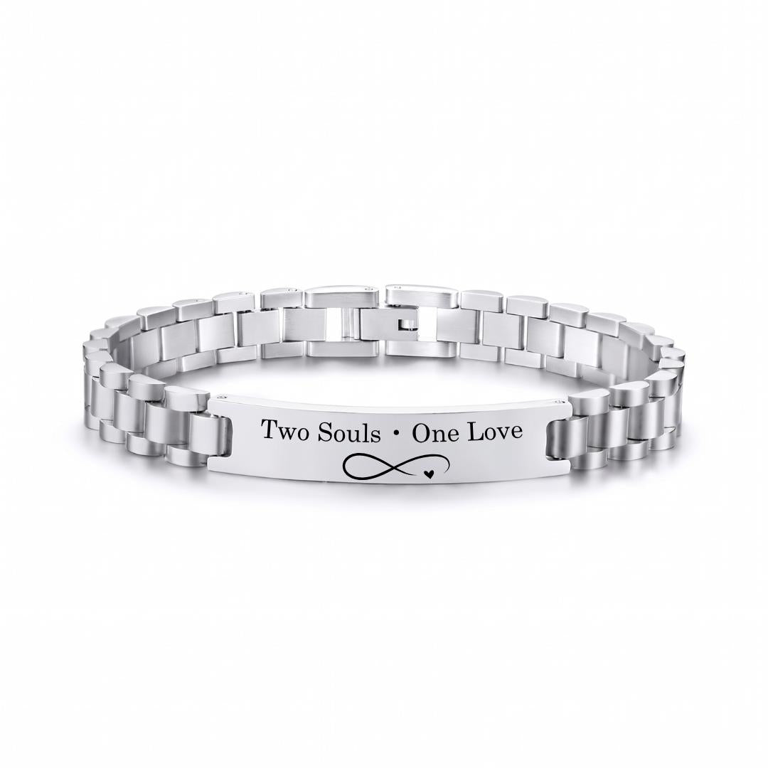 Personalised Mini Lumira Steel Bracelet in Silver Colour-Personalised Bracelet-Auswara