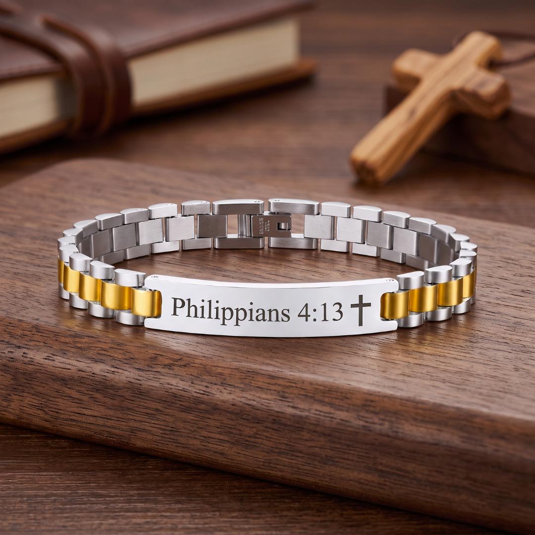 Personalised Mini Lumira Steel Bracelet in Silver & Gold Colour-Personalised Bracelet-Auswara