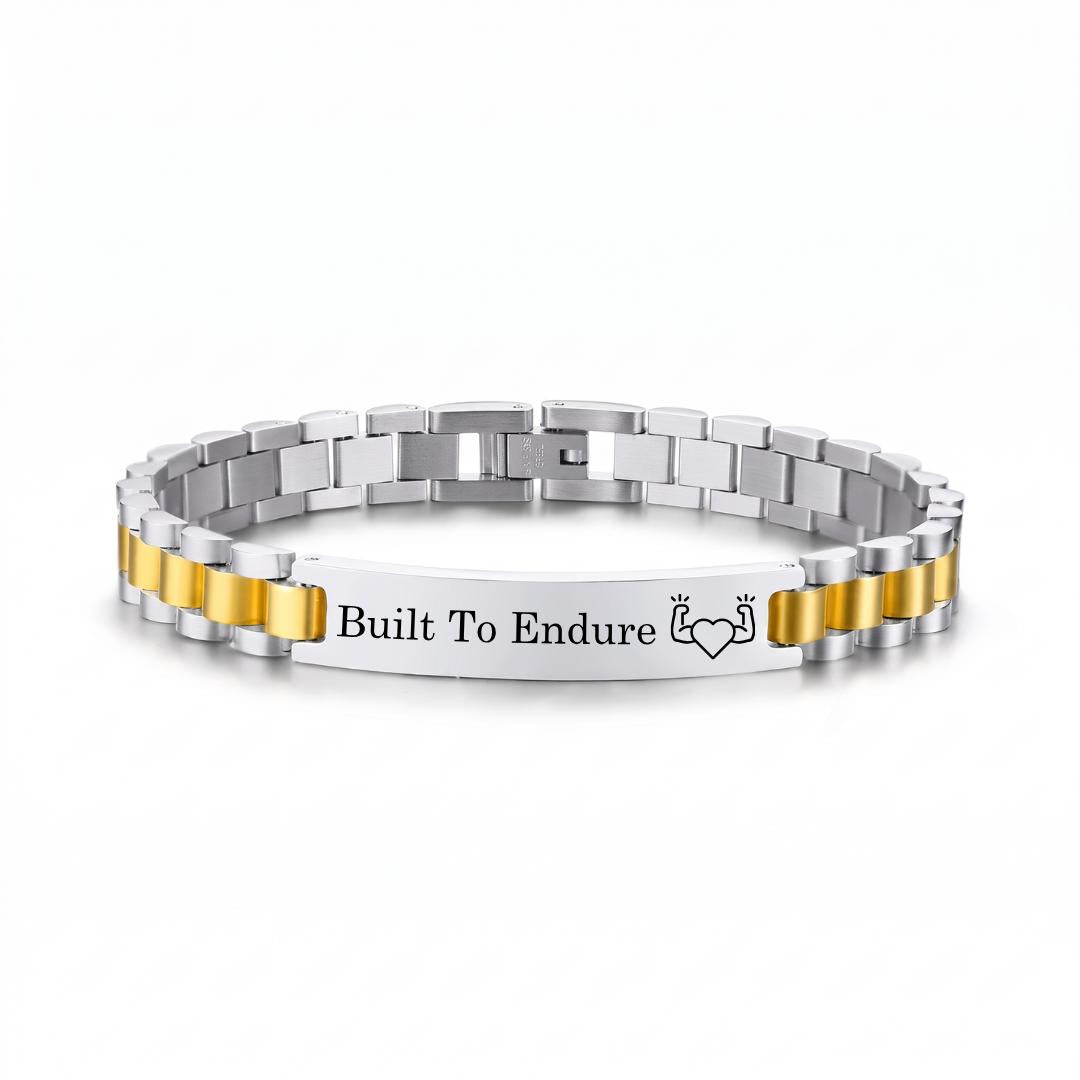 Personalised Mini Lumira Steel Bracelet in Silver & Gold Colour-Personalised Bracelet-Auswara