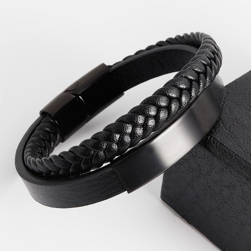 Personalised Multi-Strand Bracelet with Engraved Bar (OLD TEMPLATE)-Personalised Bracelet-Auswara