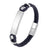 Personalised Navy Leather Bracelet with Magnetic Buckle-Personalised Bracelet-Auswara