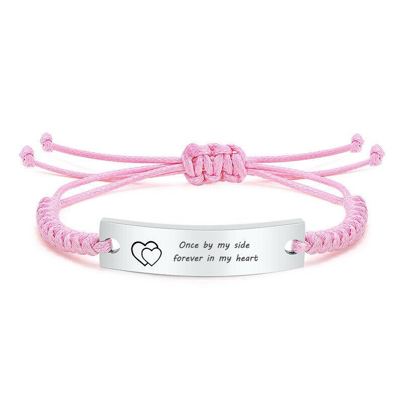 Personalised Pink ID Rope Braided Bracelet-Identification Bracelet-Auswara