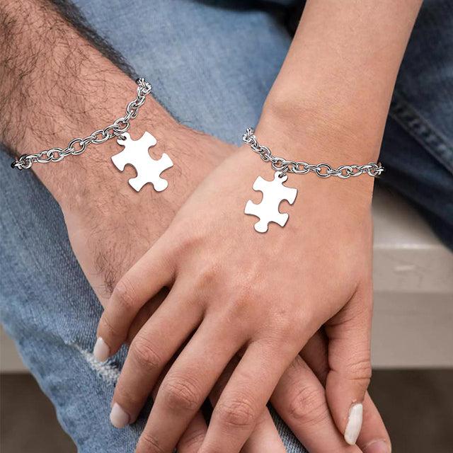 Personalised Puzzle Tag Couple Bracelets-Couple Bracelet-Auswara