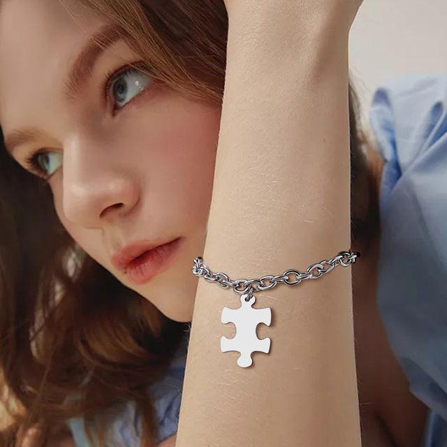 Personalised Puzzle Tag Couple Bracelets-Couple Bracelet-Auswara