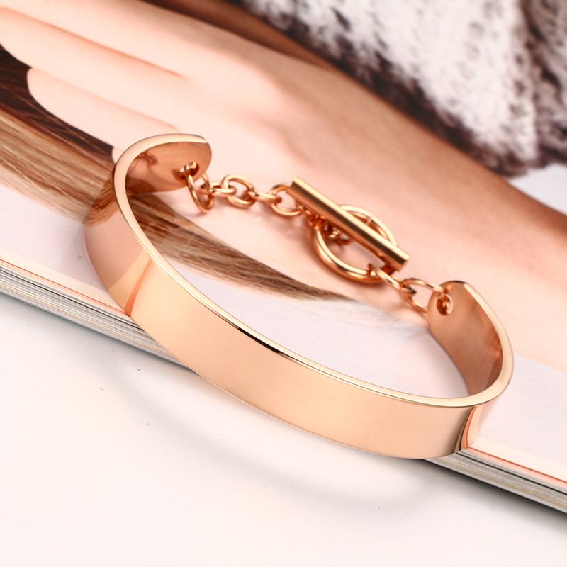 Personalised Rose Gold Colour Steel Cuff for Women-Women Bracelets-Auswara