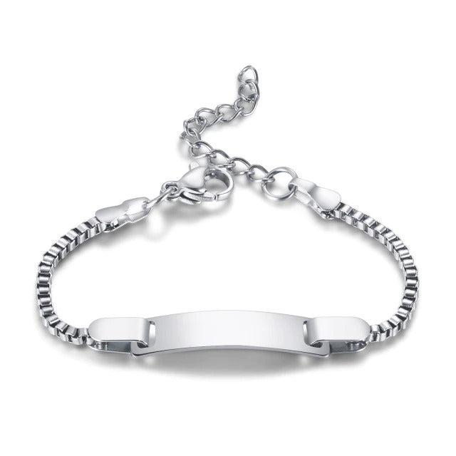 Personalised Silver Colour Child ID Bracelet-Kids Bracelet-Auswara