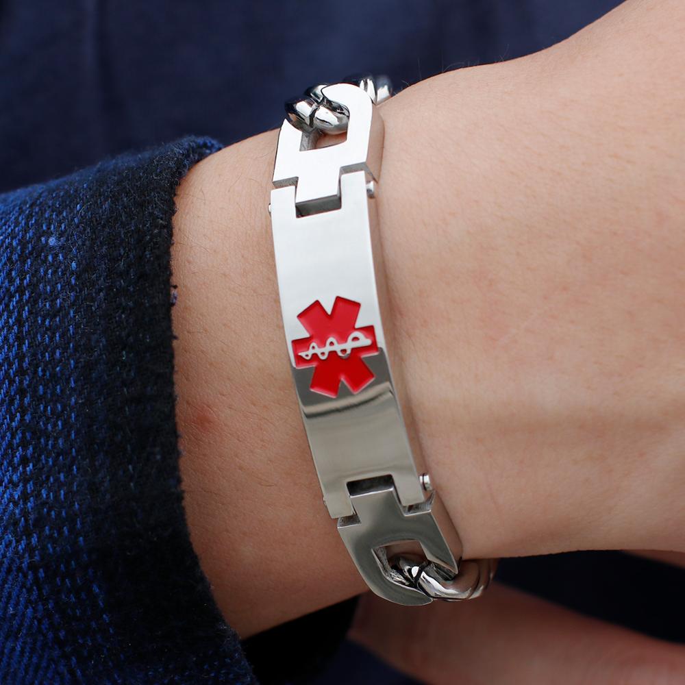 Unisex Stainless Steel Medical Alert Bracelet with Engraving