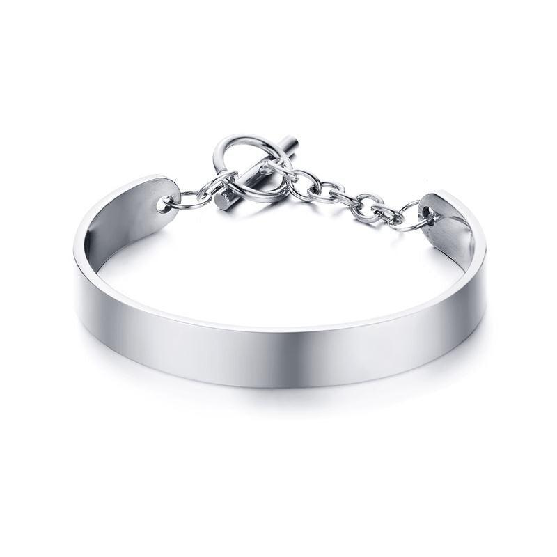 Personalised Silver Colour Steel Cuff for Women-Women Bracelets-Auswara
