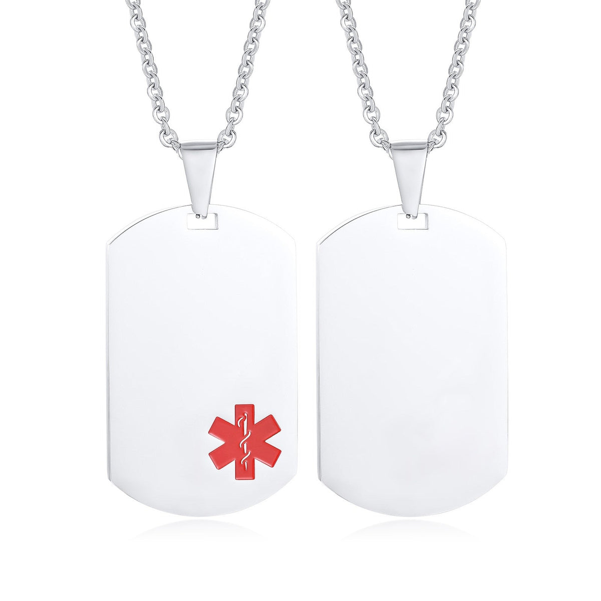 Personalised Silver Medical Alert Tag Necklace-Medical Necklace-Auswara
