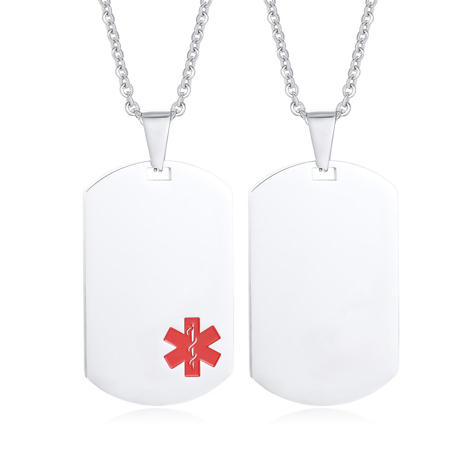 Personalised Silver Medical Alert Tag Necklace-Medical Necklace-Auswara