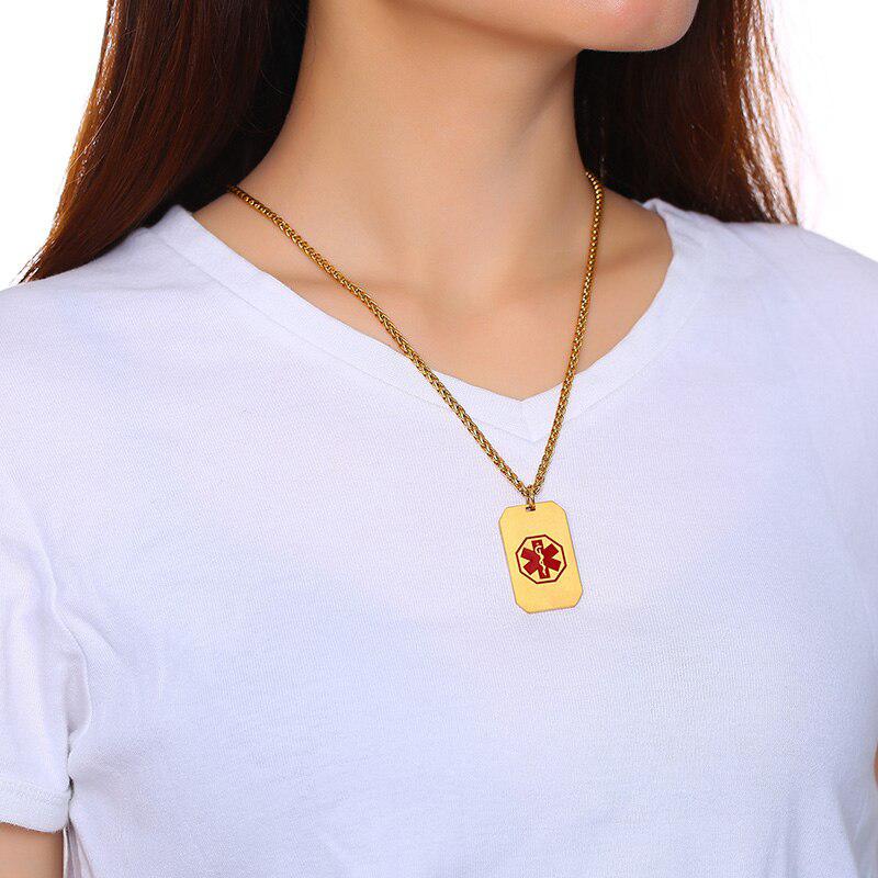 Personalised Stainless Steel Medical ID Necklace-Medical Necklace-Auswara