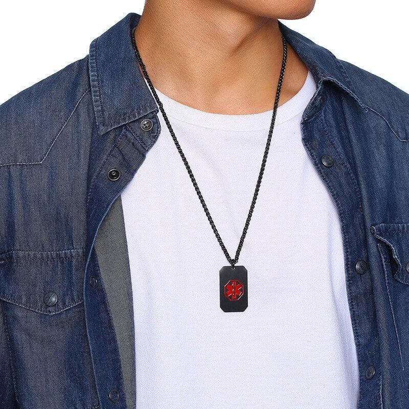Personalised Stainless Steel Medical ID Necklace-Medical Necklace-Auswara