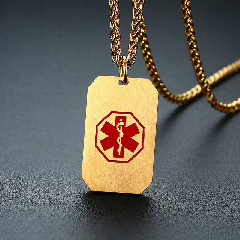 Personalised Stainless Steel Medical ID Necklace-Medical Necklace-Auswara
