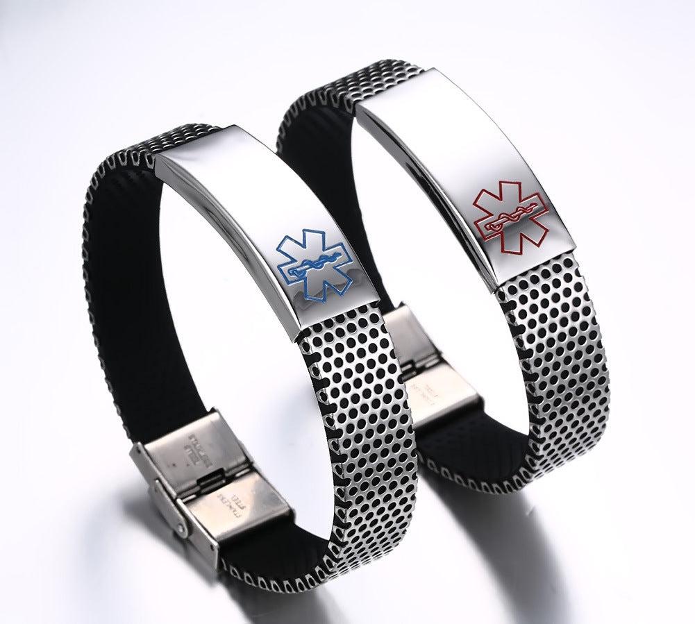 Personalised Medical ID Perforated Silicone Bracelet