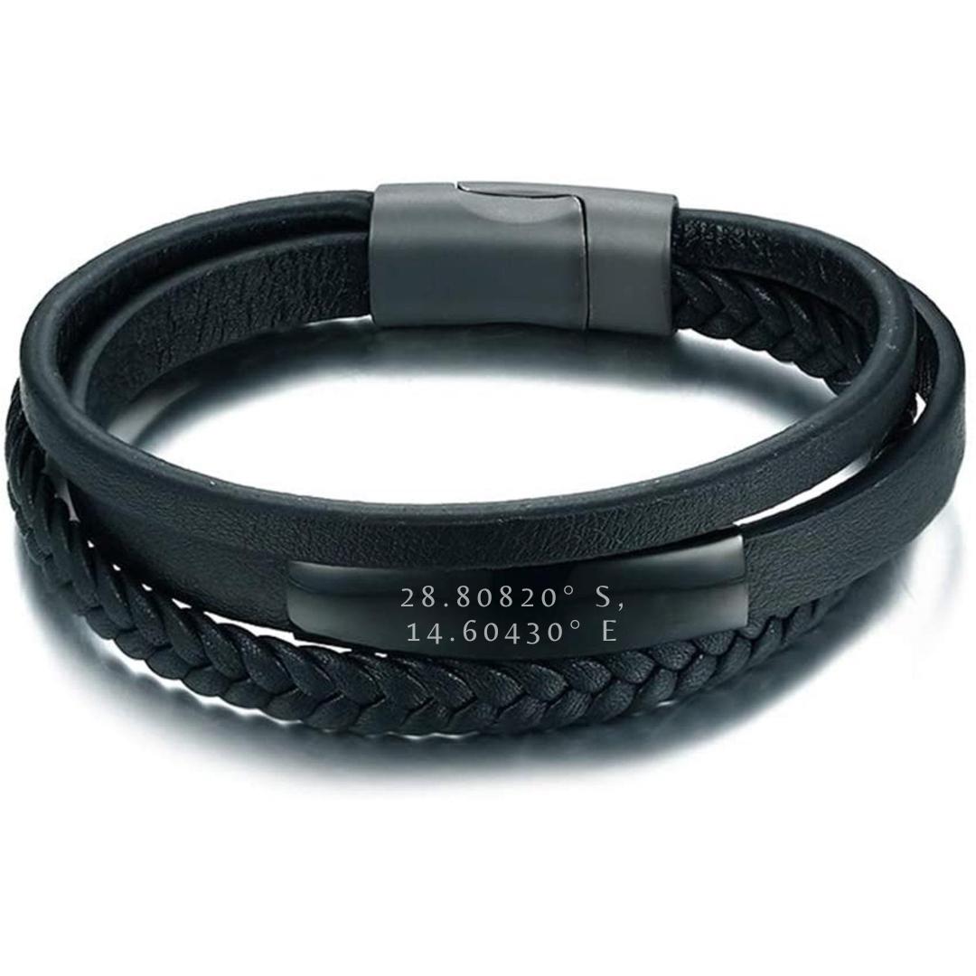 Personalised Three Layered Leather Bracelet (OLD TEMPLATE)-Personalised Bracelet-Auswara