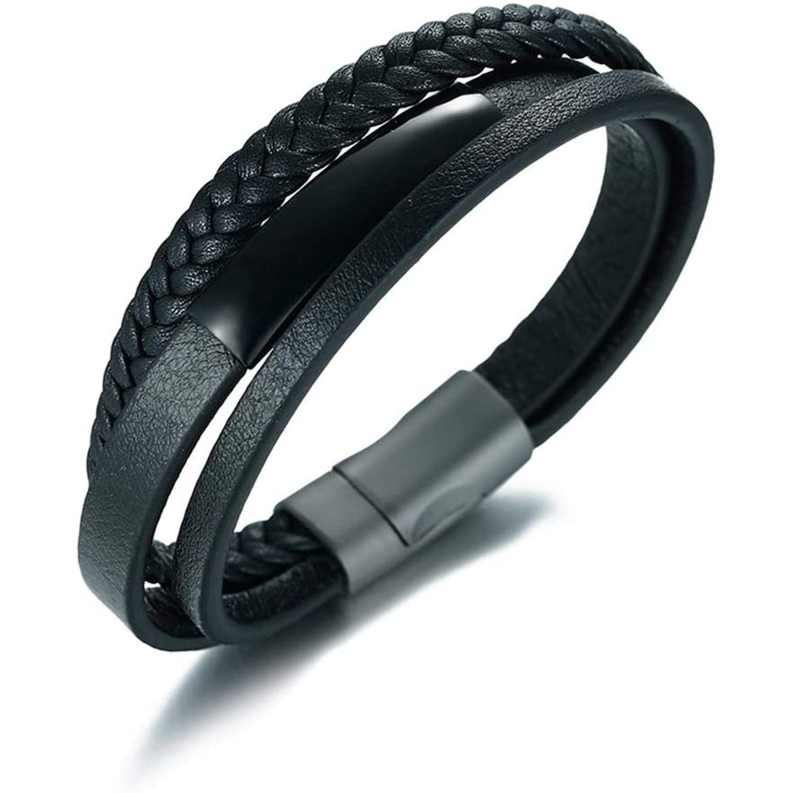 Personalised Three Layered Leather Bracelet (OLD TEMPLATE)-Personalised Bracelet-Auswara