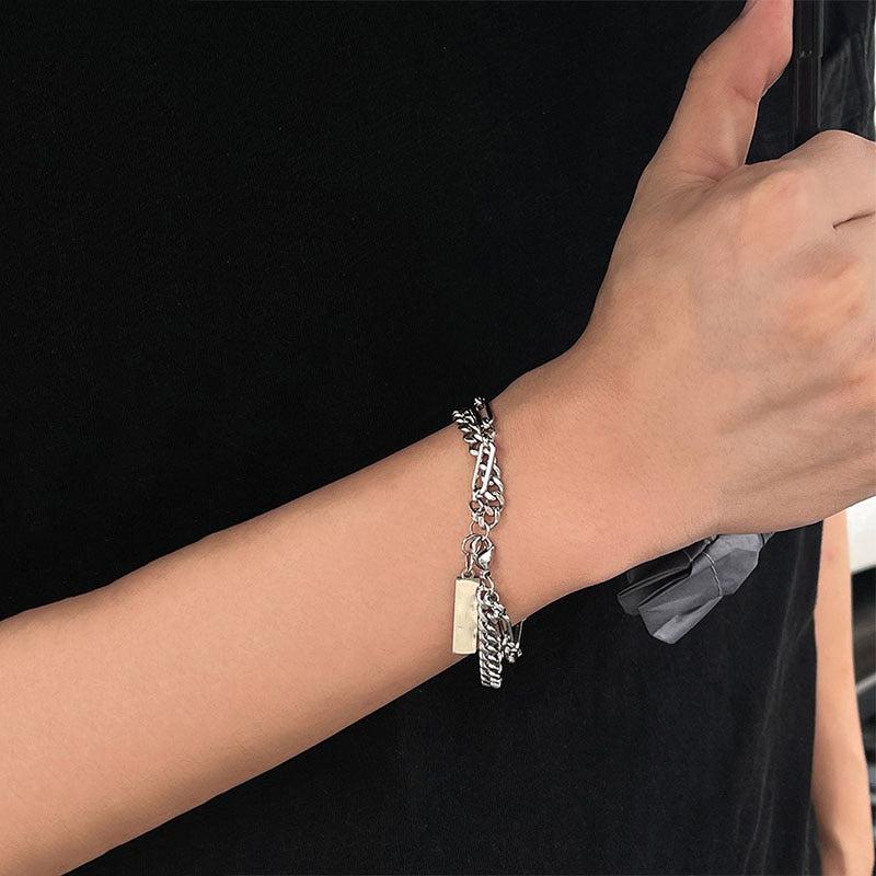 Personalised Two Chains Couples Bracelets with Magnetic Heart-Couple Bracelet-Auswara