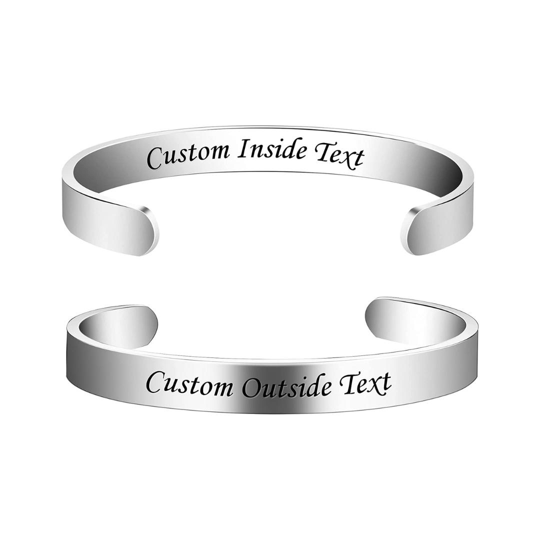 Personalised Unisex Custom Engraved Cuff Bracelet-Personalised Bracelet-Auswara